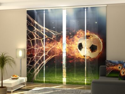 Schiebegardine 4 tlg. Fiery Football Ball In Goal