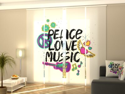 Schiebegardine 4 tlg. Peace Love Music