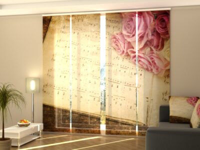 Schiebegardine 4 tlg. Roses and Vintage Music Notes