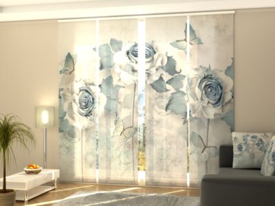 Schiebegardine 4 tlg. Abstract Butterflies and Roses