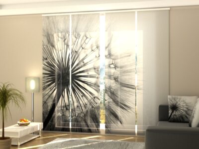 Schiebegardine 4 tlg. Amazing Dandelion Black and White