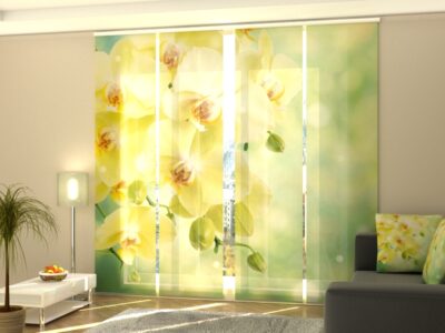 Schiebegardine 4 tlg. Beautiful Lemon Orchids