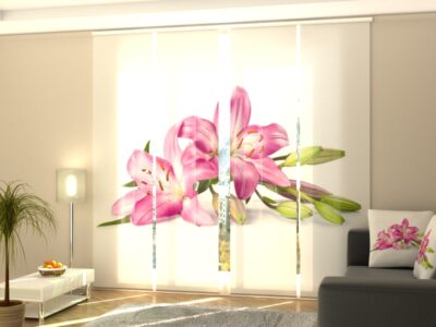 Schiebegardine 4 tlg. Big Pink Lilies