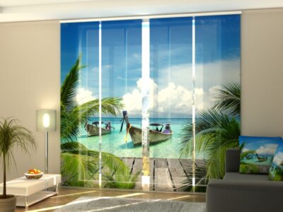 Schiebegardine 4 tlg. Boats on Tropical Coast