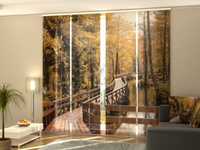 Schiebegardine 4 tlg. Bridge in Autumn Forest