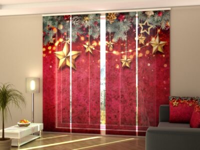 Schiebegardine 4 tlg. Christmas Fir Garland with Stars