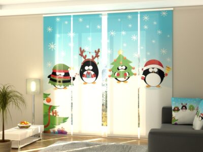 Schiebegardine 4 tlg. Christmas Penguins