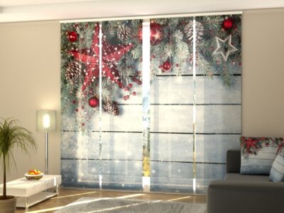 Schiebegardine 4 tlg. Christmas Red Star