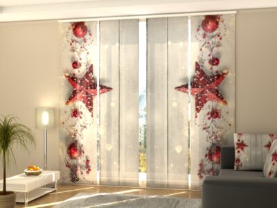Schiebegardine 4 tlg. Christmas Red Star 2
