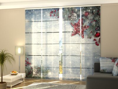 Schiebegardine 4 tlg. Christmas Red Star 3