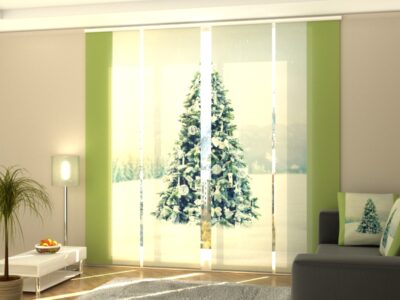 Schiebegardine 4 tlg. Christmas Tree whith White Decorations
