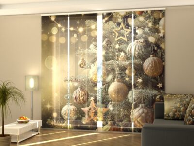 Schiebegardine 4 tlg. Christmas Tree with Golden Retro Toys
