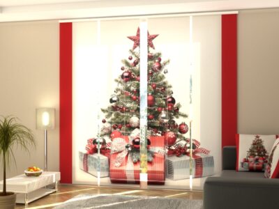 Schiebegardine 4 tlg. Christmas tree in red style