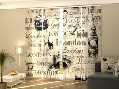 Schiebegardine 4 tlg. Collage Old London
