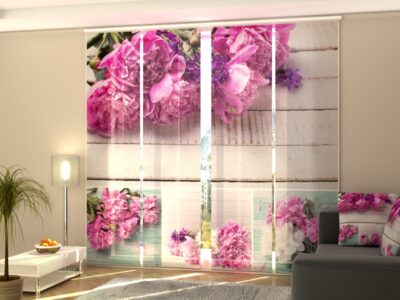 Schiebegardine 4 tlg. Collage Peonies