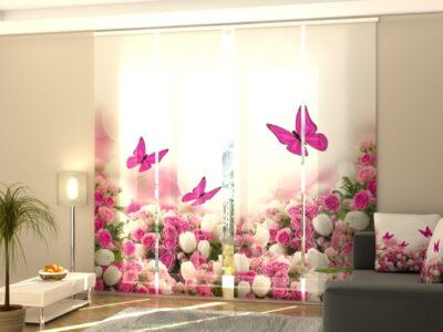 Schiebegardine 4 tlg. Crimson Butterflies and Flowers