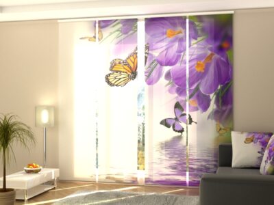 Schiebegardine 4 tlg. Crocuses and Butterflies
