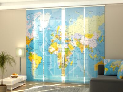 Schiebegardine 4 tlg. Detailed World Map