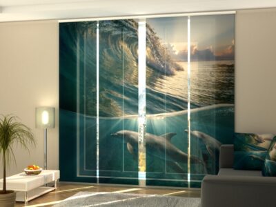Schiebegardine 4 tlg. Dolphins and wave