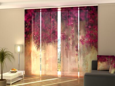 Schiebegardine 4 tlg. Drawing of Crimson Flowers on Gold