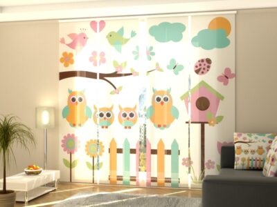 Schiebegardine 4 tlg. Family Owls