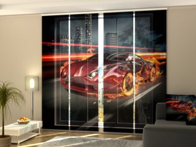 Schiebegardine 4 tlg. Fiery Supercar