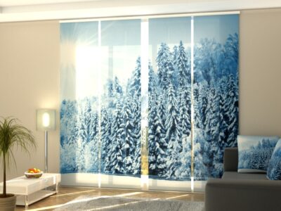 Schiebegardine 4 tlg. Forest with Snow and Hoarfrost