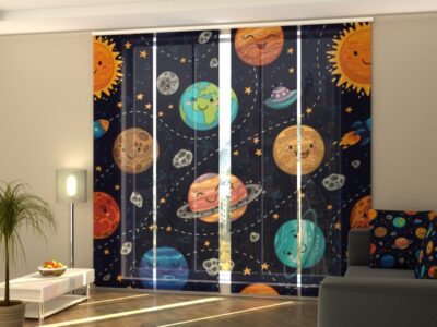 Schiebegardine 4 tlg. Funny Planets Stars and Comets