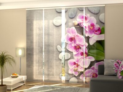 Schiebegardine 4 tlg. Gentle Pink Orchids and Stones