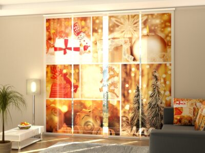 Schiebegardine 4 tlg. Golden Christmas Collage