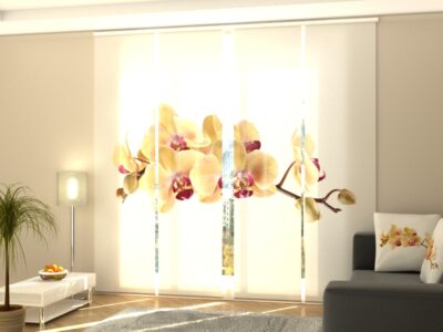 Schiebegardine 4 tlg. Golden Orchid on White