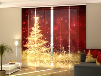 Schiebegardine 4 tlg. Golden Shining Christmas Tree
