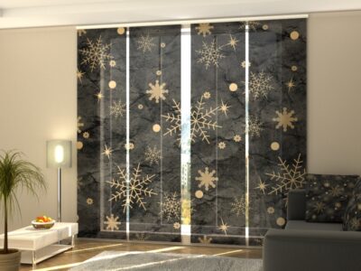 Schiebegardine 4 tlg. Golden Snowflakes