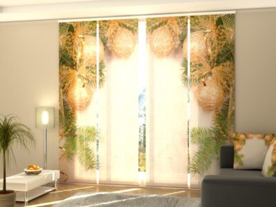 Schiebegardine 4 tlg. Golden Xmas Bows