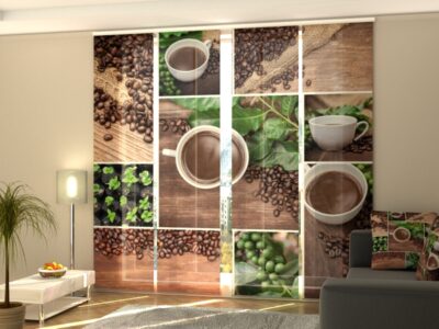 Schiebegardine 4 tlg. Green Coffe