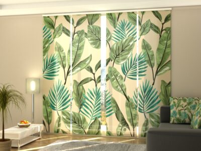 Schiebegardine 4 tlg. Green Leaves 2