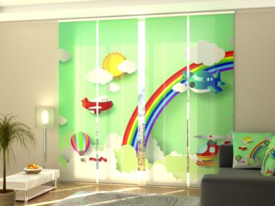 Schiebegardine 4 tlg. Helicopter over the Rainbow