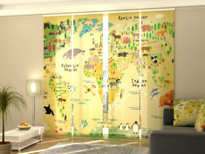 Schiebegardine 4 tlg. Kids Map