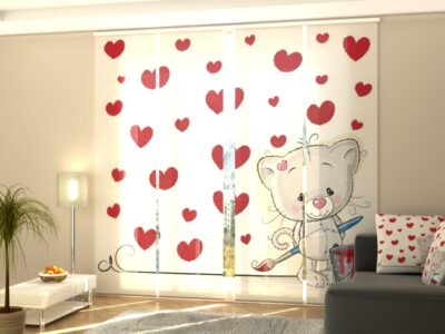 Schiebegardine 4 tlg. Kitten and hearts