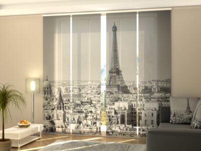 Schiebegardine 4 tlg. Morning in Paris Black and White