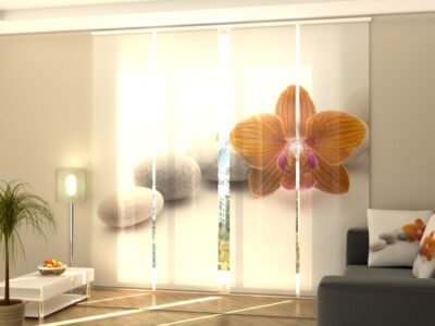 Schiebegardine 4 tlg. Orange Orchid on Spa Stones