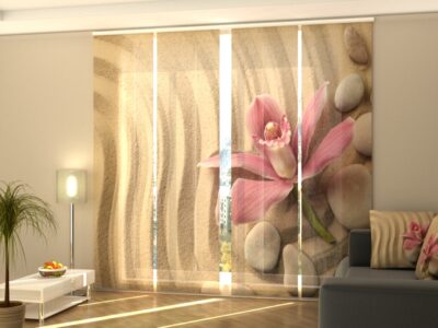Schiebegardine 4 tlg. Orchid and Spa Stones on Sand