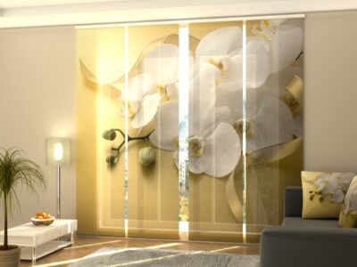 Schiebegardine 4 tlg. Orchids on Gold