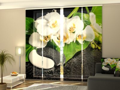 Schiebegardine 4 tlg. Orchids with a stones Yin Yang