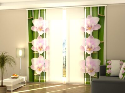 Schiebegardine 4 tlg. Pink Orchids and Bamboo
