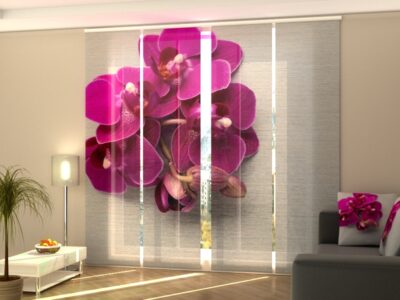 Schiebegardine 4 tlg. Raspberry Orchid on a Gray Wood