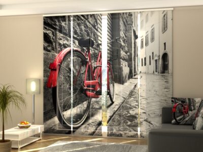 Schiebegardine 4 tlg. Red Bike in Black and White City