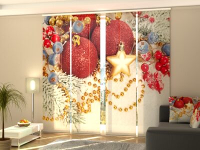 Schiebegardine 4 tlg. Red Christmas Decorations