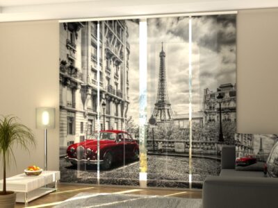 Schiebegardine 4 tlg. Red Retro Limousine on the Street of Paris