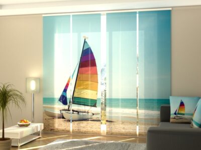 Schiebegardine 4 tlg. Sailboat on Tropical Beach